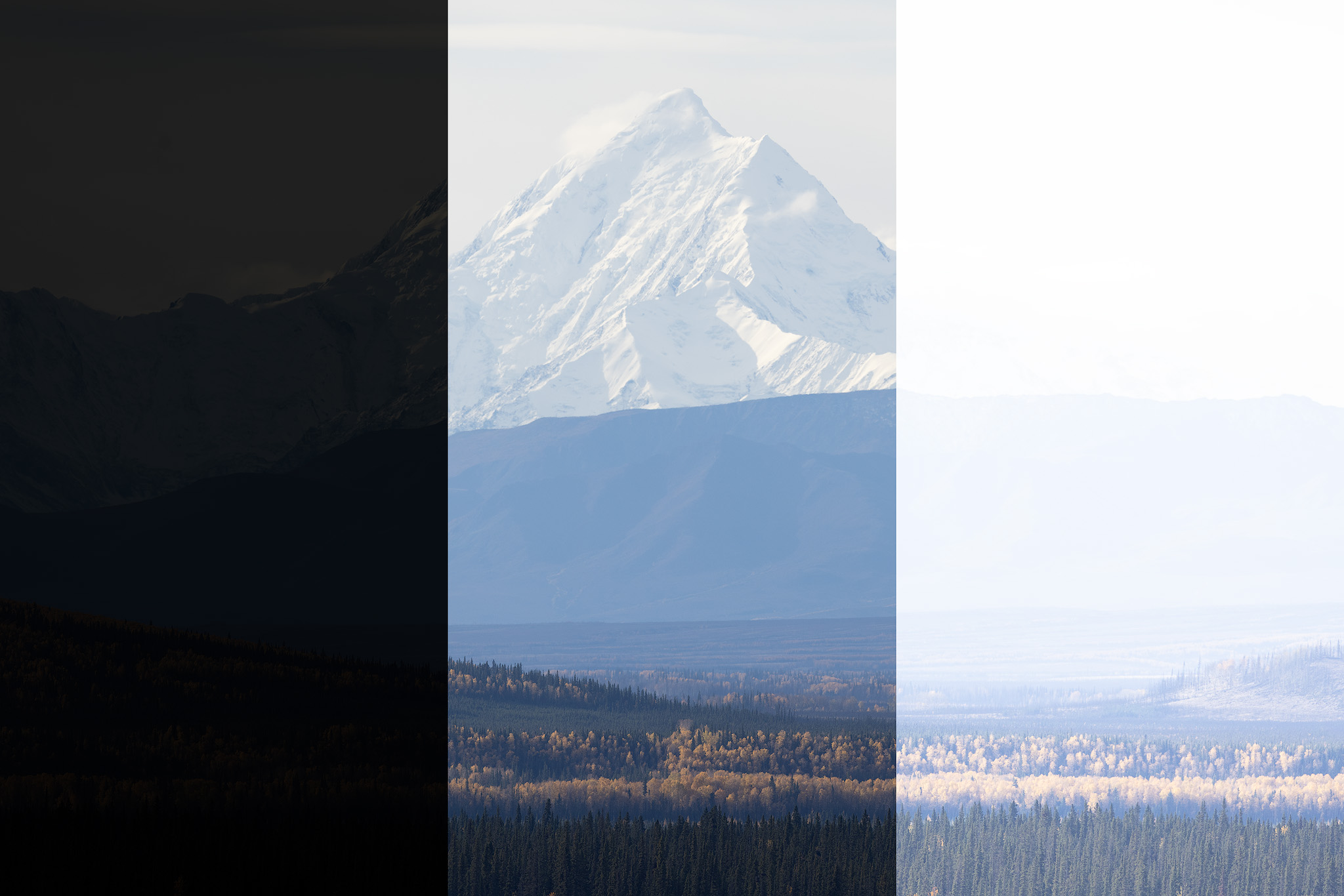 Lightroom exposure slider adjustment on landscape photograph showing how brightness values are remapped across the tonal range